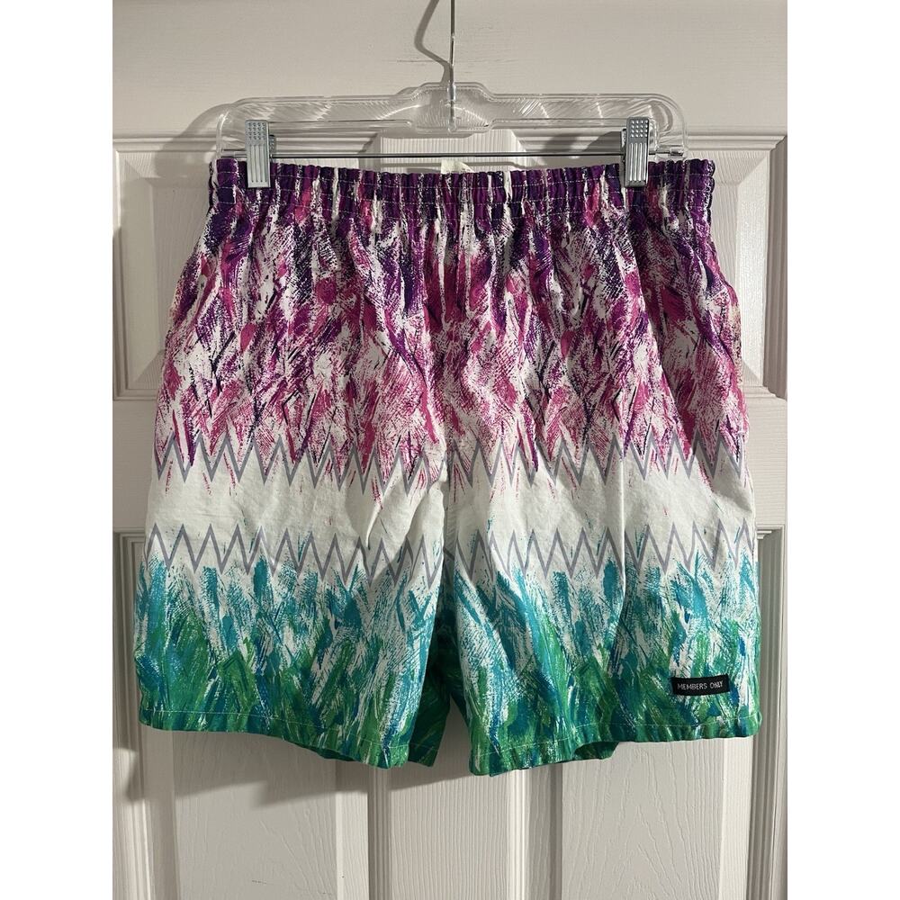 Vintage Members Only Swim Trunks Multicolor Mens Large Ocean